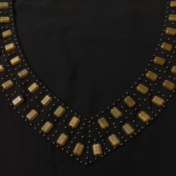 Forever 21 studded black chiffon dress sleeveless and flare prom cocktail dress - Picture 11 of 15